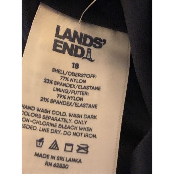 Lands End Size 18 Navy Floral High Waisted Bikini Bottoms Swimsuit Tummy Control - Picture 3 of 5